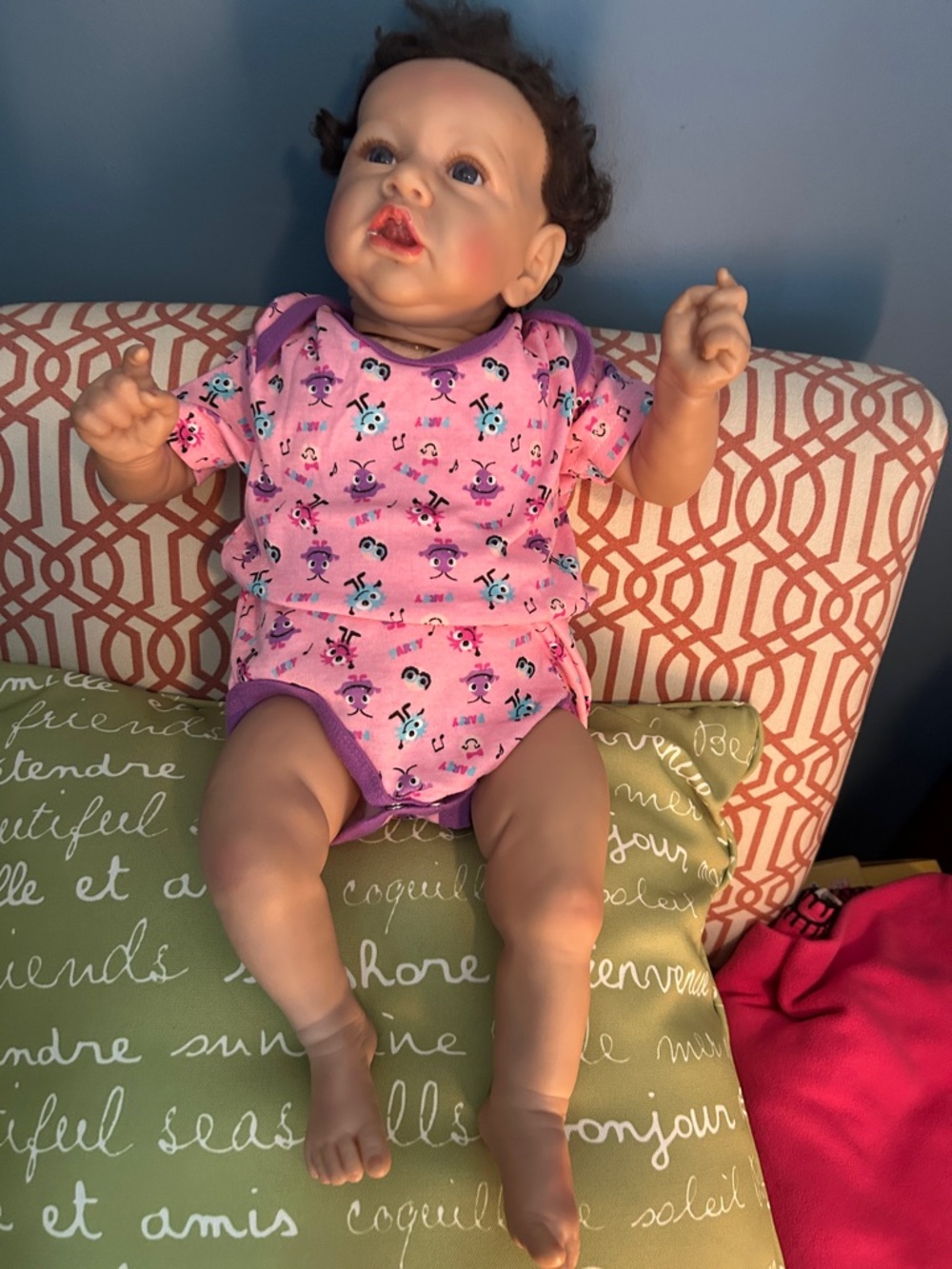 Pink Baby Doll with Patterned Onesie